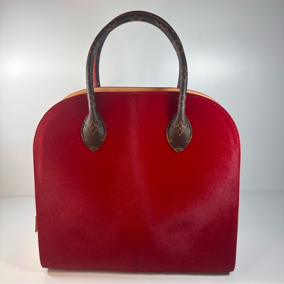 Louis Vuitton Monogram Calf Hair Spikes Iconoclasts Christian Louboutin Tote Red - Picture 6 of 16